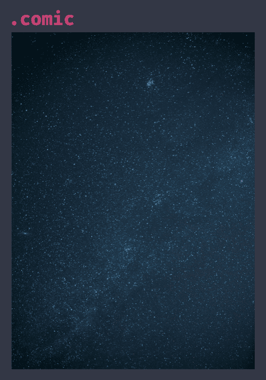 The comic's container. A4 shaped page with space themed background
