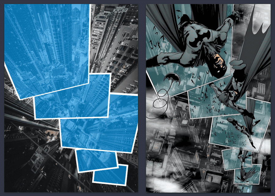 Detective Comic 876 next to the web recreation