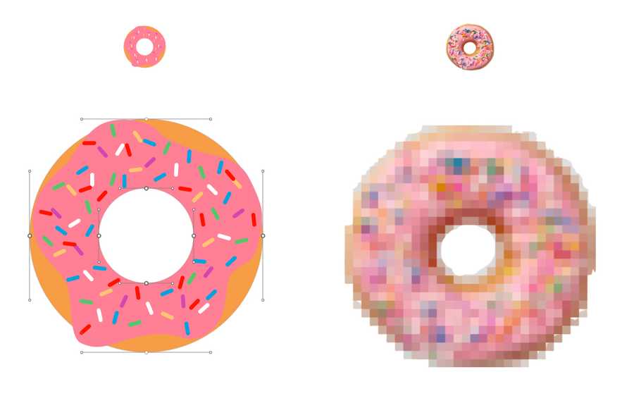 Vector and Raster image comparison of a donut