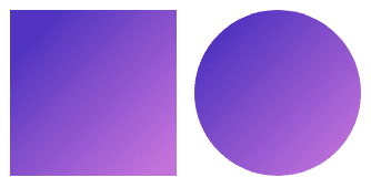 Square and circle icons with the same purple linear gradient from top left to bottom right Square and circle icons with the same purple linear gradient from top left to bottom right